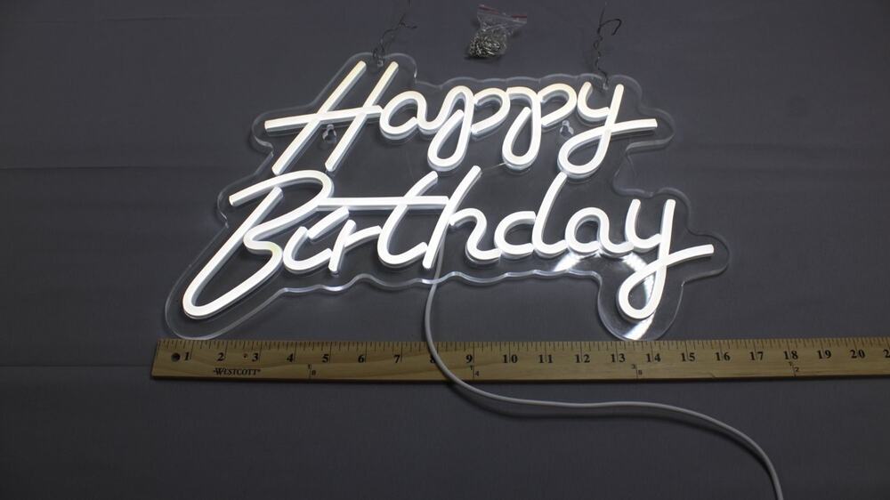 Happy Birthday LED Neon Sign 16x11 USB Powered Wall Hanging Party Decor Light
